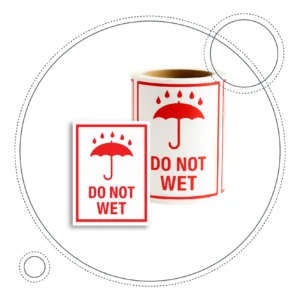 Etiqueta adhesiva DO NOT WET en rollo para protección contra humedad en embalaje